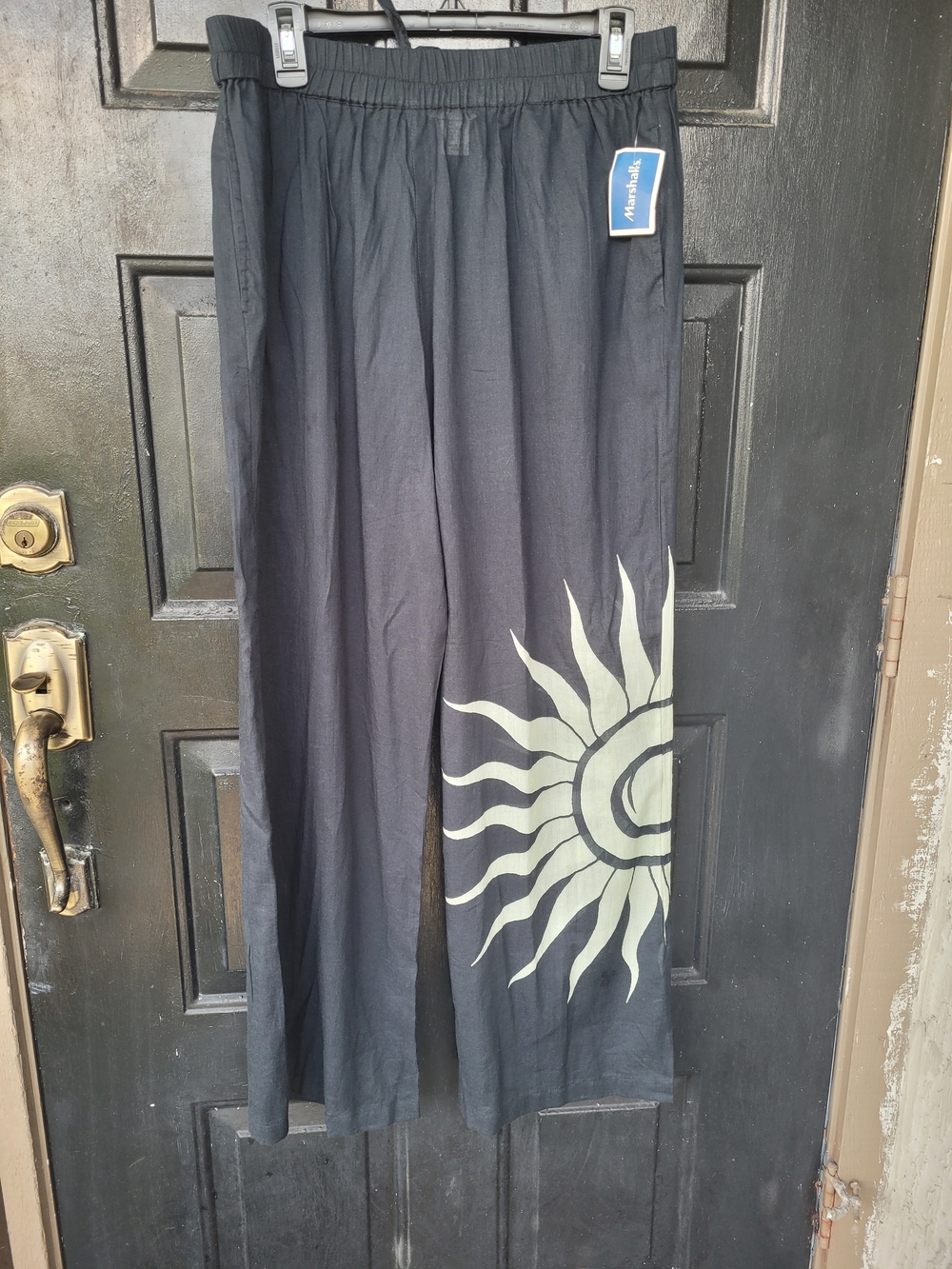 Sun Graphic Black Wide-Leg Women's Pants